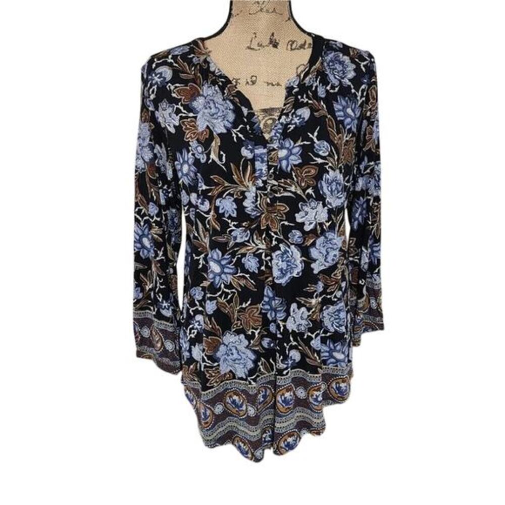 Lucky brand boho black brown and blue tunic size‎ large new!!!